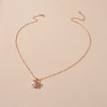 Rhinestone Rosegold Chain Pearl Bowknot Necklace