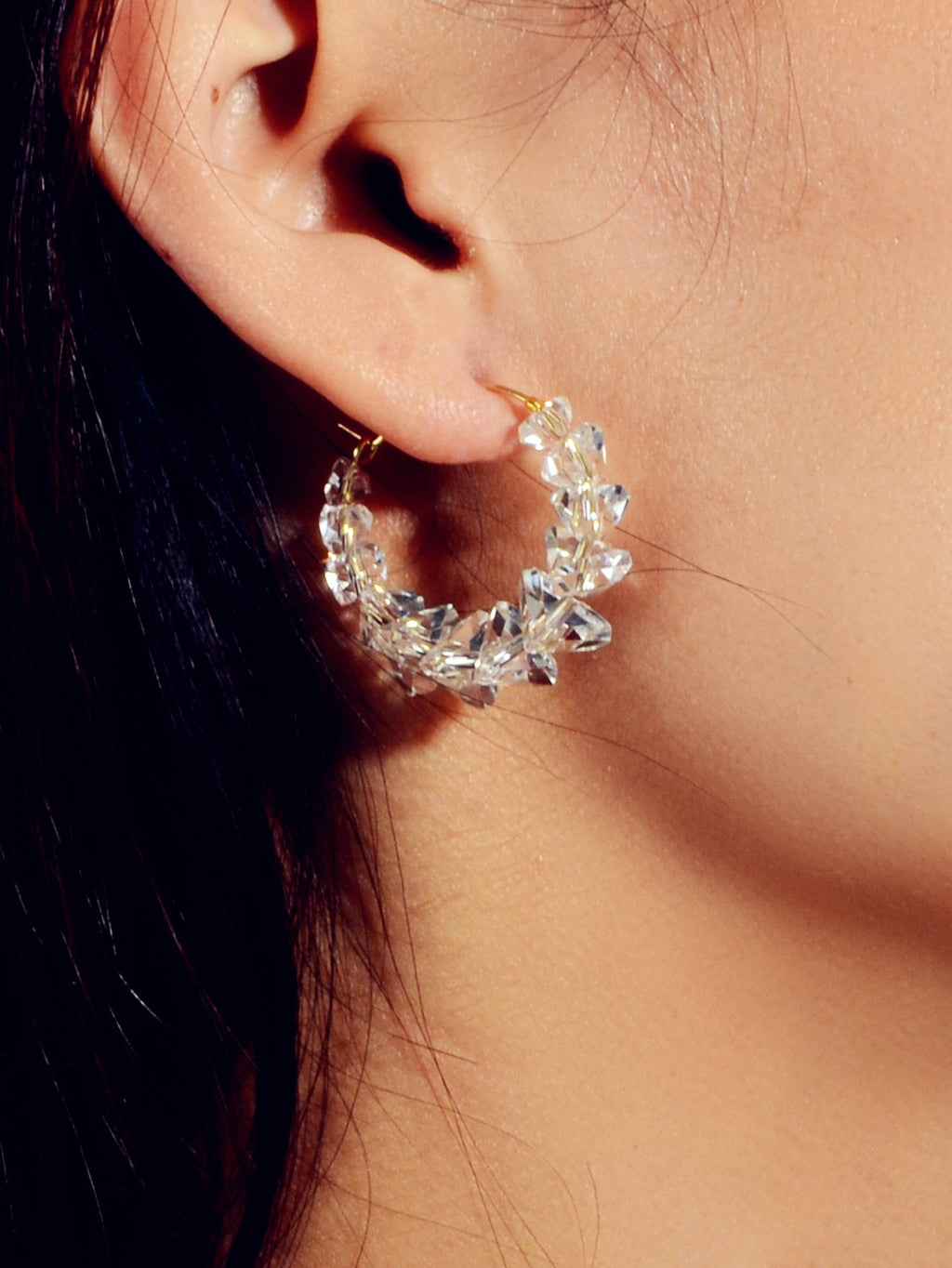 Ladies Jewellery Transparent Acrylic Beads Hoop Dangle Earrings