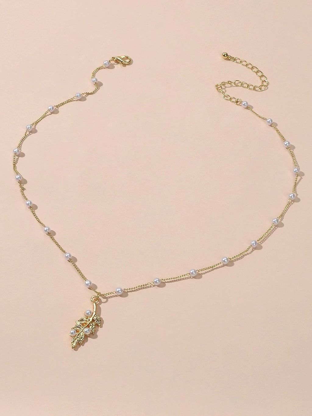 Pearl Gold Leaf Pendant Necklace Women Accessories