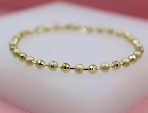 18K Gold Filled Shiny Textured Ball Bracelet