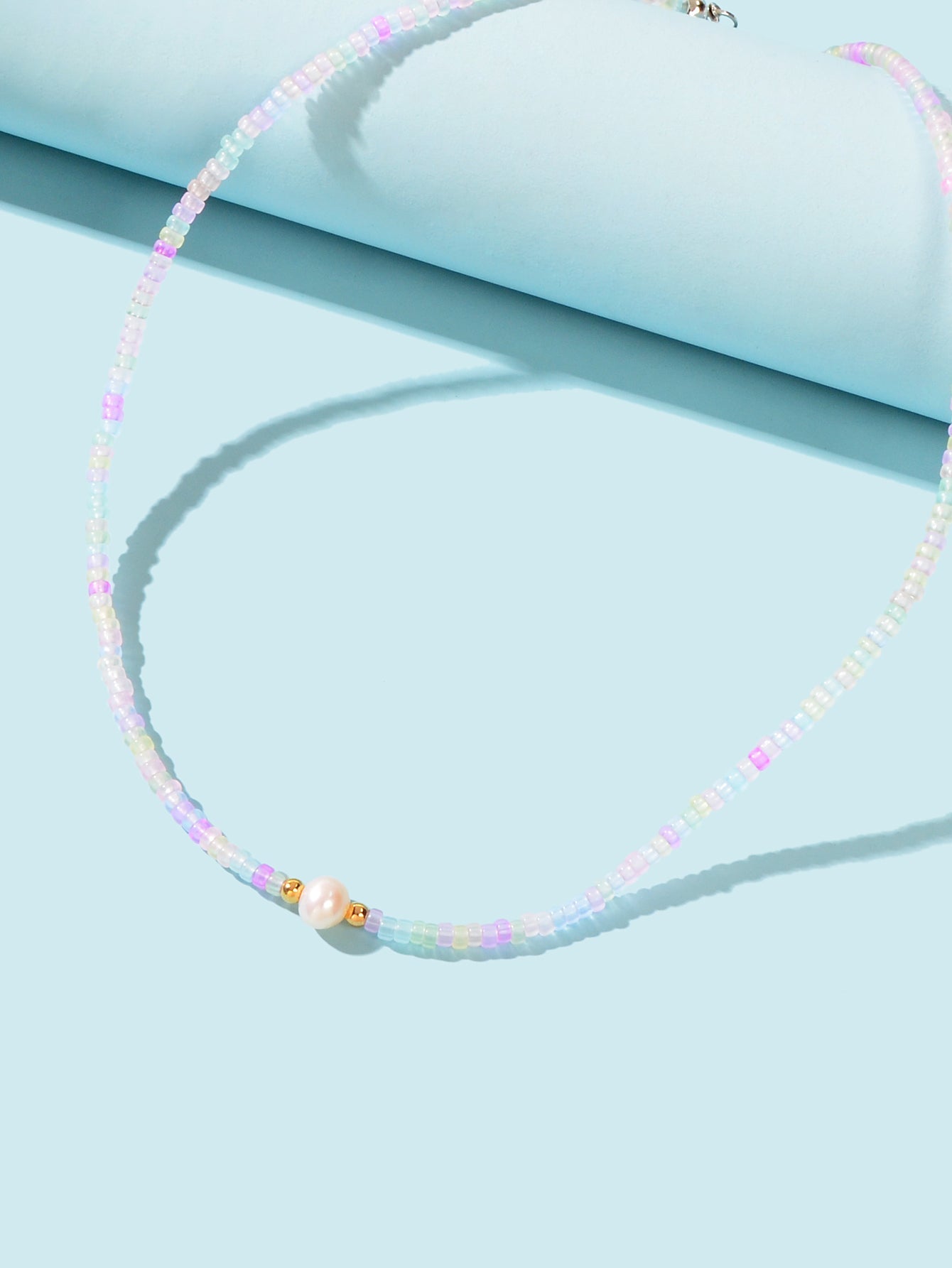 Bohemian Seed Beads Necklace Handmade Colourful Beaded Pearl Choker