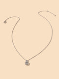 Silver Chain Faux Zircon Square Necklace