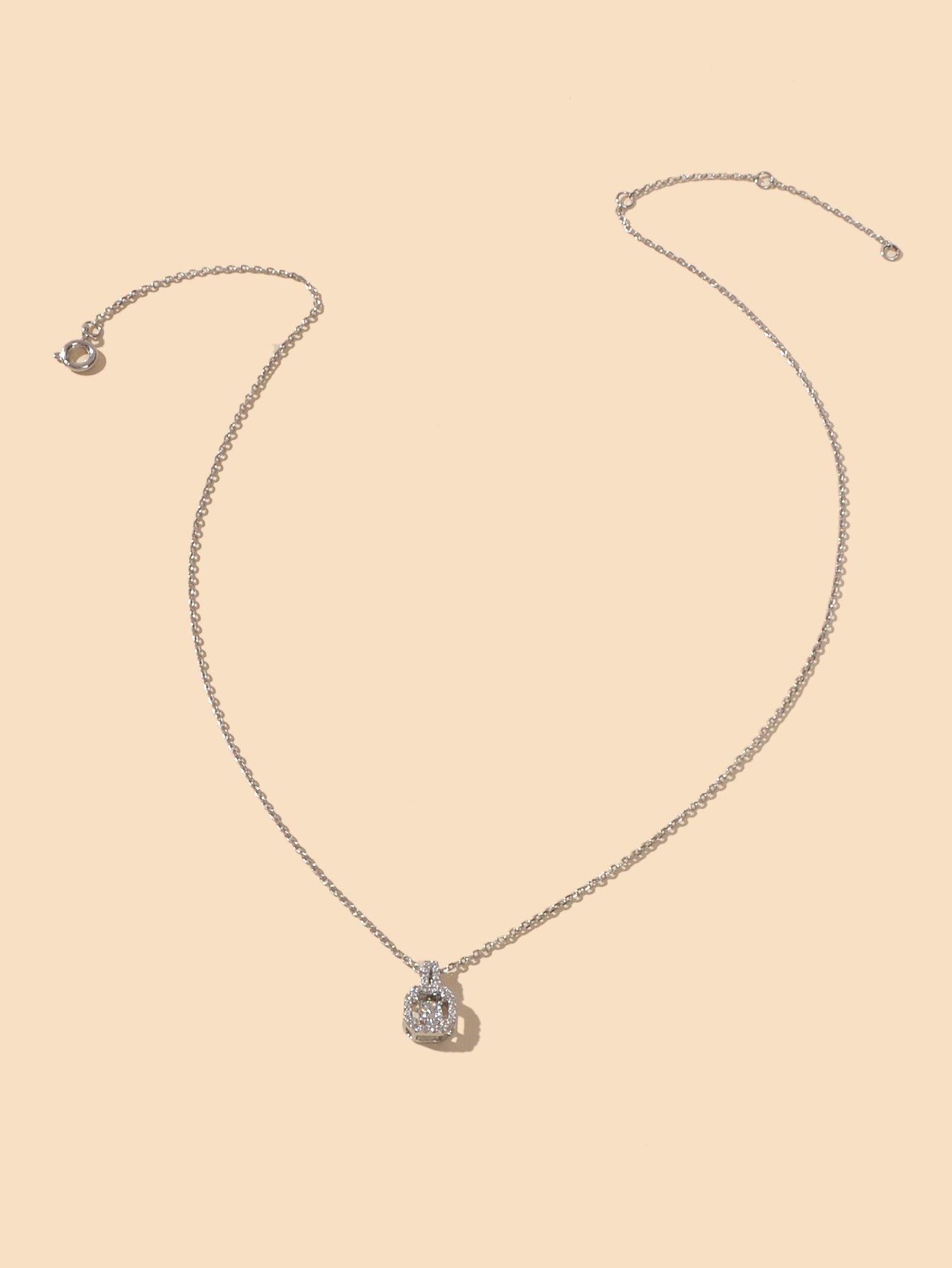 Silver Chain Faux Zircon Square Necklace