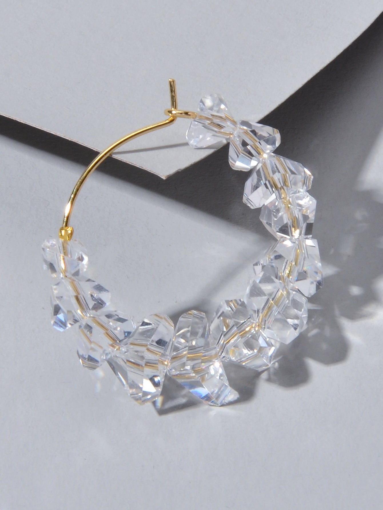 Ladies Jewellery Transparent Acrylic Beads Hoop Dangle Earrings