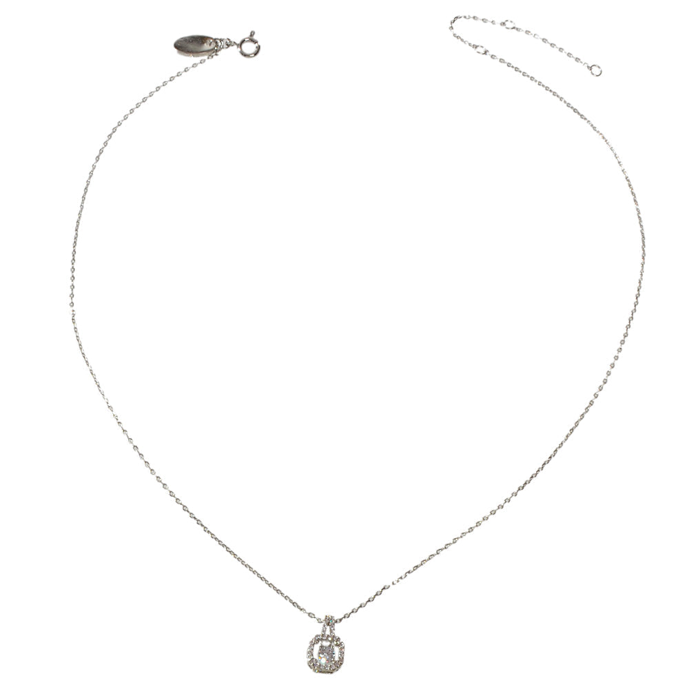 Silver Chain Faux Zircon Square Necklace
