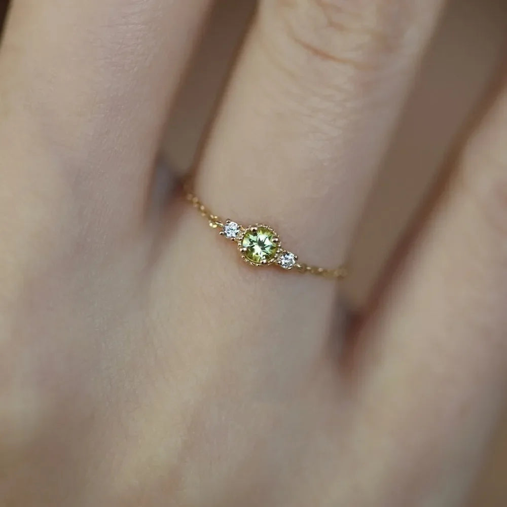 Monkton Real 925 Sterling Silver Round Solitaire Cubic Zirconia Chain Ring