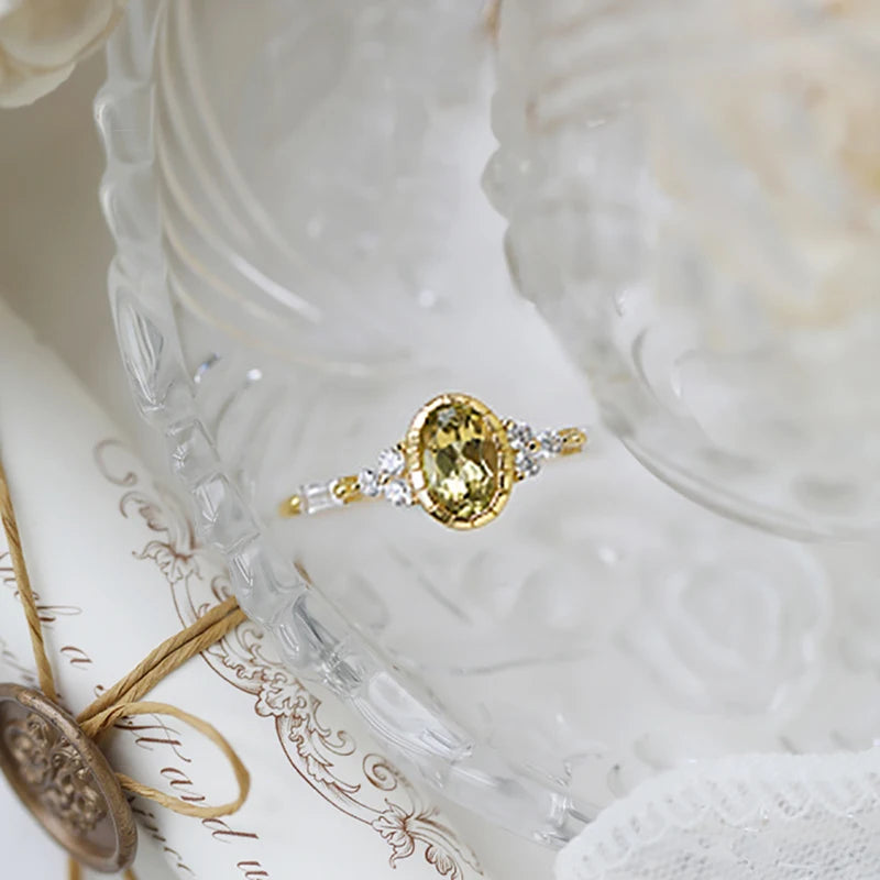 Huitan Unique Oval Olive CZ Ring