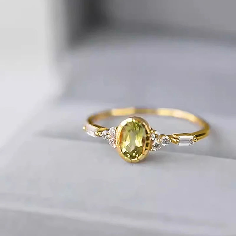 Huitan Unique Oval Olive CZ Ring