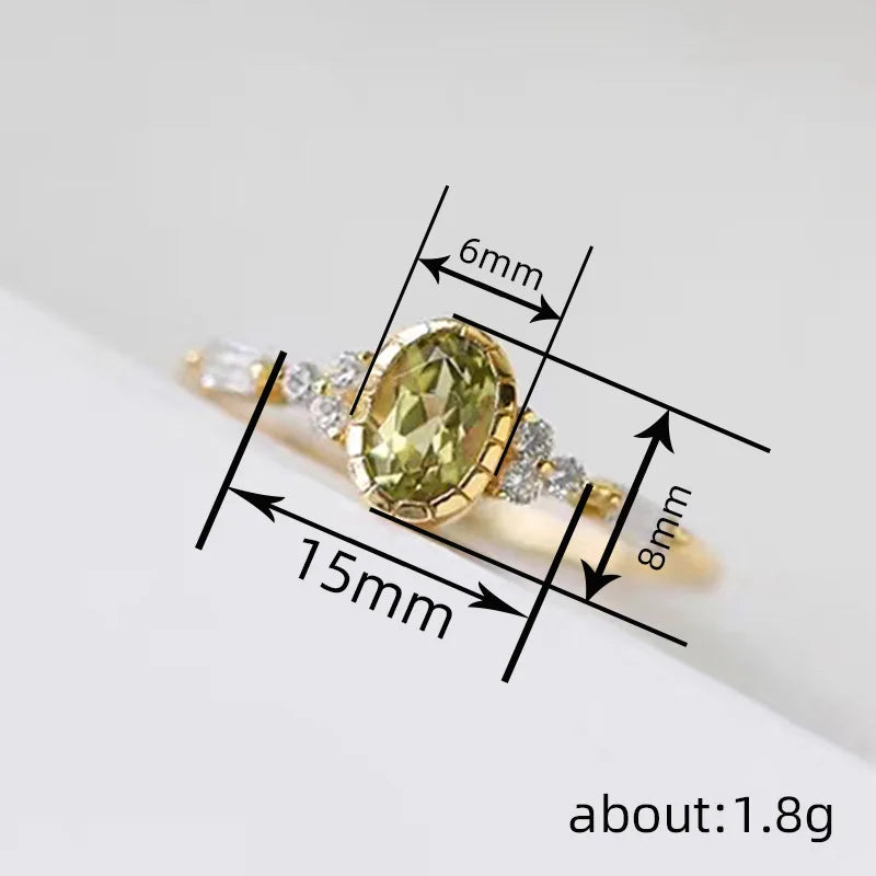 Huitan Unique Oval Olive CZ Ring